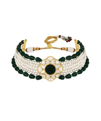 Green onyx & pearl choker set 3