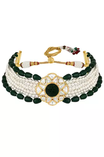 Green onyx & pearl choker set