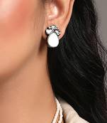 Chrome black mother of pearl & polki studs