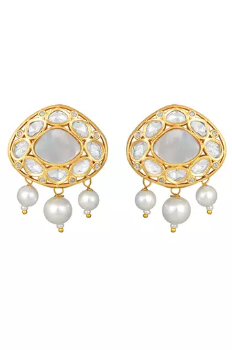 Mother of pearl & polki earrings