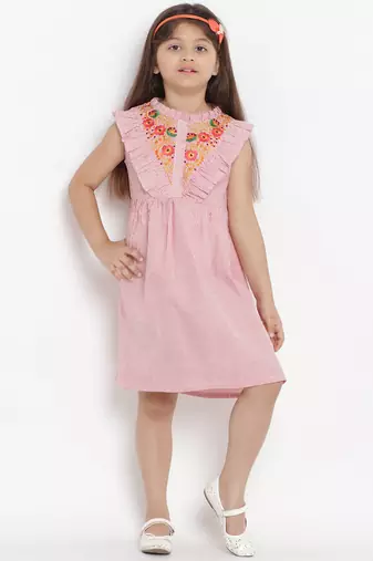 Pink Striped Cotton A-Line Dress