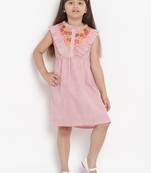Pink Striped Cotton A-Line Dress