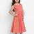 Peach Printed Cotton Fit And Flare Dress