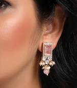 Blush pink agate & polki earrings