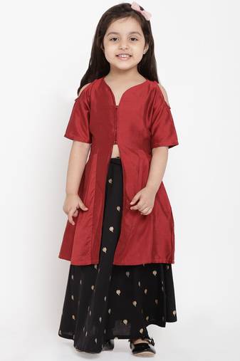 Maroon Solid Poly Silk Clothing Set