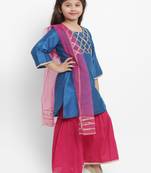 Blue Solid Silk Kurta Set