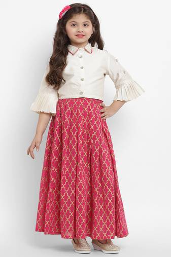 White Printed Cotton Lehenga Choli Set