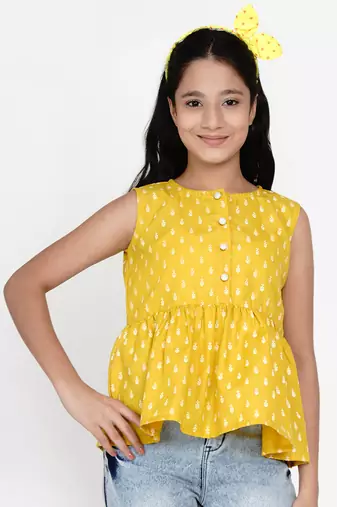 Yellow Printed Cotton Top