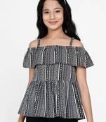 Black Printed Cotton Top