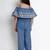 Blue Solid Cotton Jumpsuit