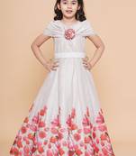 White Printed Poly Silk Fit & Flare Dress