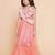 Peach Embroidered Polyester Flared Dress