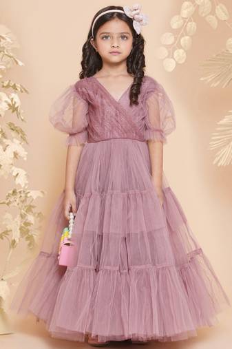 Pink Embellished Polyester Fit & Flare Dress
