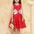 Red Solid Silk A-Line Dress