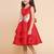 Red Solid Silk A-Line Dress