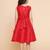 Red Solid Silk A-Line Dress