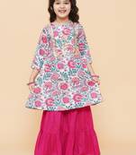 White Printed Cotton Kurta Set