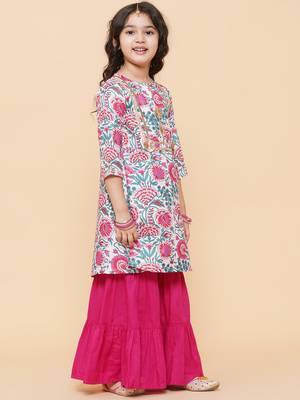 White Printed Cotton Kurta Set 2