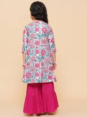 White Printed Cotton Kurta Set 3