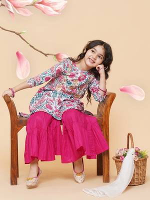 White Printed Cotton Kurta Set 5