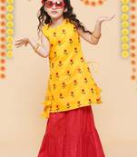 Yellow Embroidered Chanderi Silk Kurta Set