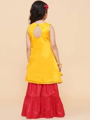 Yellow Embroidered Chanderi Silk Kurta Set 3