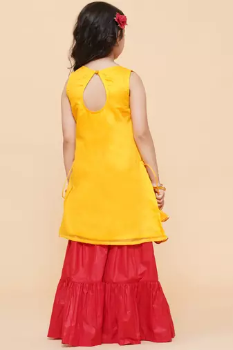 Yellow Embroidered Chanderi Silk Kurta Set