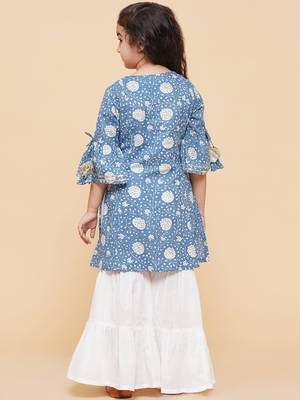 Blue Printed Cotton Kurta Set 3
