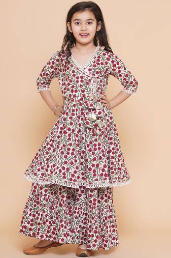 White Printed Pure Cotton Kurta Set