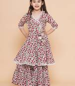 White Printed Pure Cotton Kurta Set