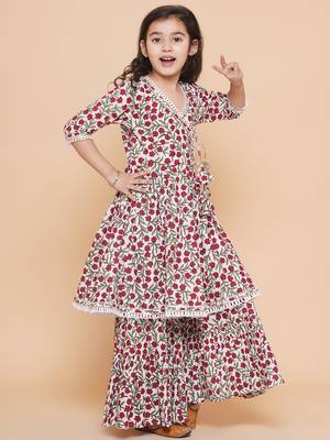 White Printed Pure Cotton Kurta Set 3