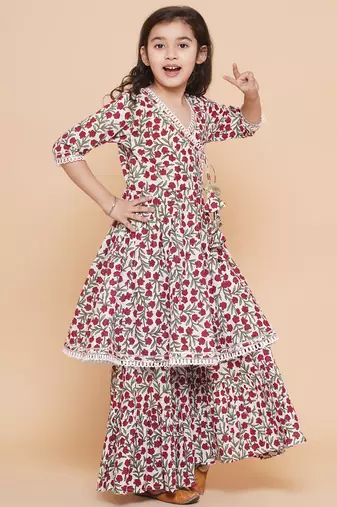 White Printed Pure Cotton Kurta Set