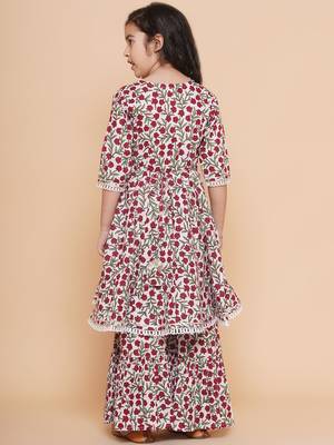 White Printed Pure Cotton Kurta Set 5