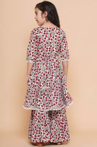 White Printed Pure Cotton Kurta Set