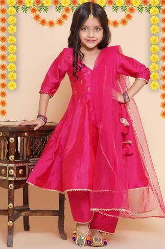 Blue Embroidered Poly Silk Kurta Set
