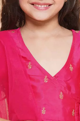 Blue Embroidered Poly Silk Kurta Set