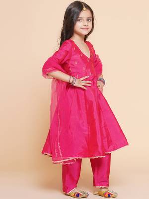 Blue Embroidered Poly Silk Kurta Set 3