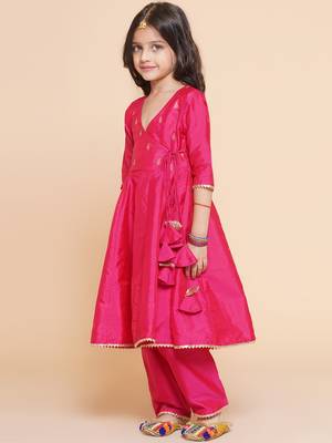 Blue Embroidered Poly Silk Kurta Set 4