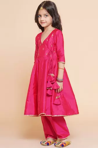 Blue Embroidered Poly Silk Kurta Set