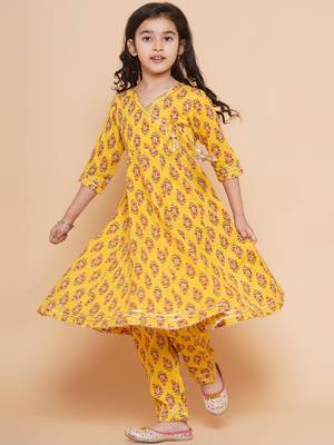 Yellow Printed Pure Cotton Kurta Set 6