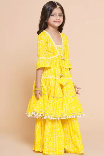 Yellow Printed Pure Cotton Kurta Set