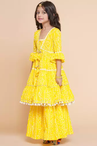 Yellow Printed Pure Cotton Kurta Set