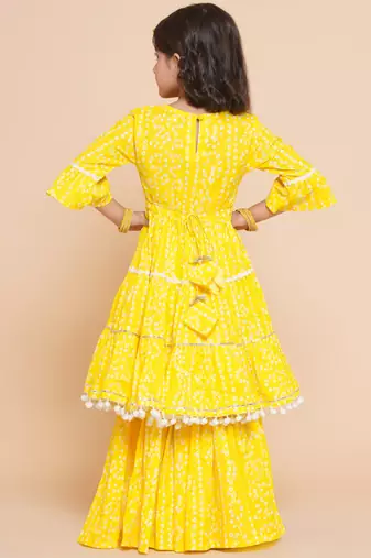 Yellow Printed Pure Cotton Kurta Set