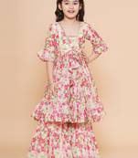 Cream Printed Silk Kurta Set