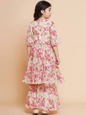 Cream Printed Silk Kurta Set 5