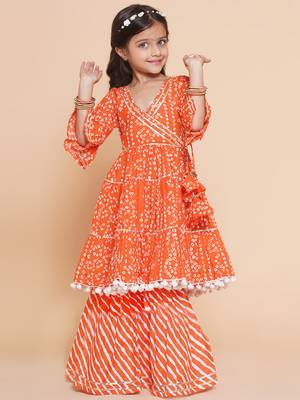 Orange Printed Pure Cotton Kurta Set 6