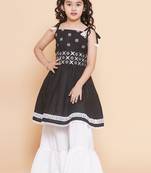 Black Embroidered Pure Cotton Kurta Set