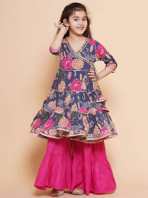 pink Printed Pure Cotton Kurta Set 1
