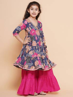 pink Printed Pure Cotton Kurta Set 3