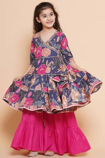 pink Printed Pure Cotton Kurta Set